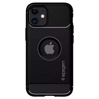 Spigen Rugged Armor – dėklas, skirtas „iPhone 12“ / „iPhone 12 Pro“ (juodas)