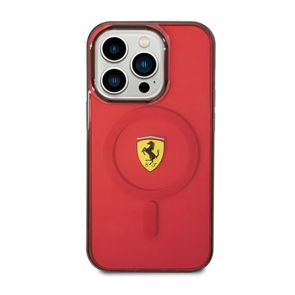 Ferrari permatomas "MagSafe" – dėklas "iPhone 14 Pro" (raudonas)