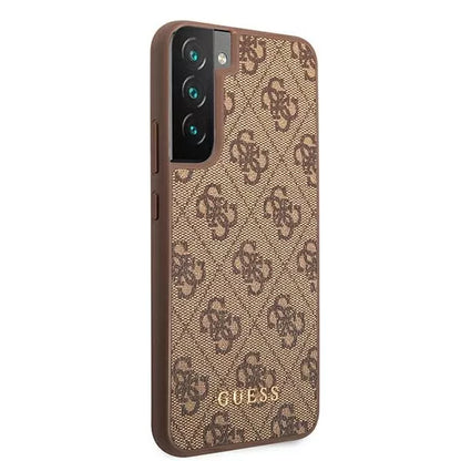 Guess 4G Metal Gold Logo - dėklas Samsung Galaxy S22 (rudas)