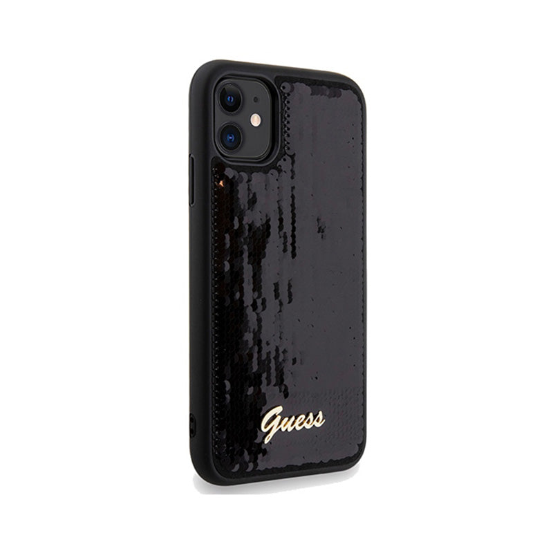 Guess Sequin Script Metal – dėklas, skirtas iPhone 11 (juodas)