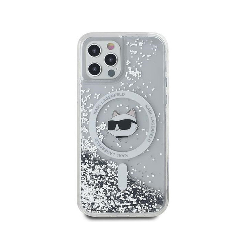 Karl Lagerfeld Liquid Glitter Choupette Head MagSafe - iPhone 12 / iPhone 12 Pro dėklas (skaidrus)