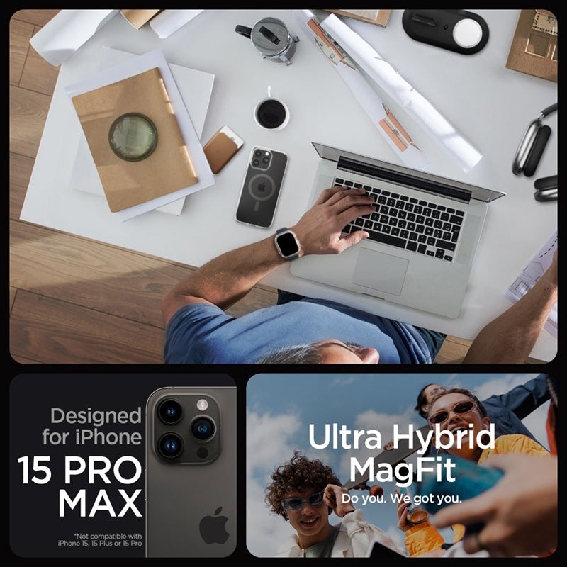 Spigen Ultra Hybrid MagSafe – dėklas, skirtas „iPhone 15 Pro Max“ (grafitas)