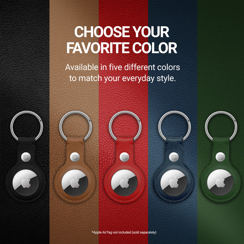 Crong odinis dėklas su raktų pakabuku – odinis apsauginis dėklas raktų pakabukas, skirtas „Apple AirTag“ (žalias)