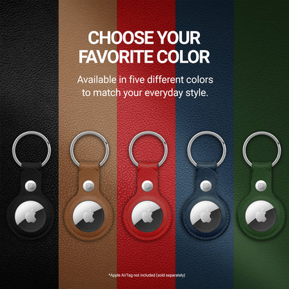 Crong odinis dėklas su raktų pakabuku – odinis apsauginis dėklas raktų pakabukas, skirtas „Apple AirTag“ (žalias)
