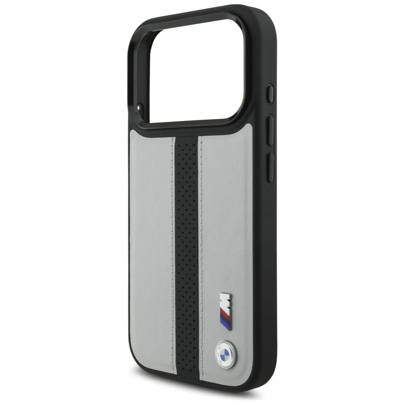BMW M perforuota juostelės logotipas MagSafe - iPhone 17 Pro dėklas (pilkas)