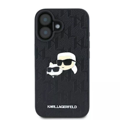 Karl Lagerfeld monograminis Karl & Choupette galvutės segtukas – dėklas, skirtas „iPhone 16 Plus“ (juodas)