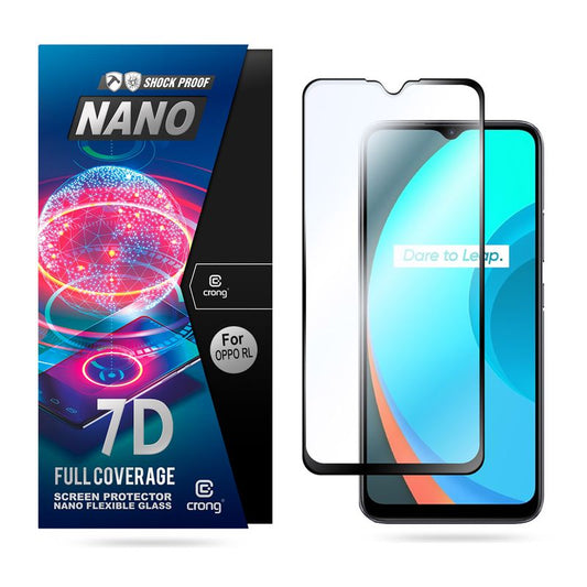 Crong 7D Nano lankstus stiklas – pilnai dengiantis hibridinis ekrano apsauginis sluoksnis 9H Realme C11