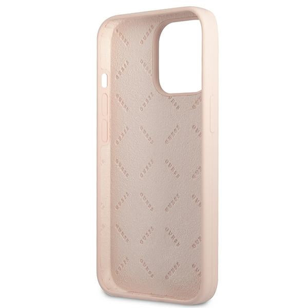 Guess Silicone Triangle Logo – dėklas iPhone 13 Pro Max (rožinis)