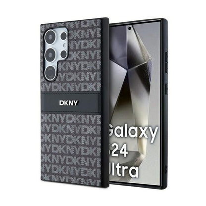DKNY odininė „Mono Stripe“ ir metalinio logotipo – „Samsung Galaxy S24 Ultra“ dėklas (juodas)