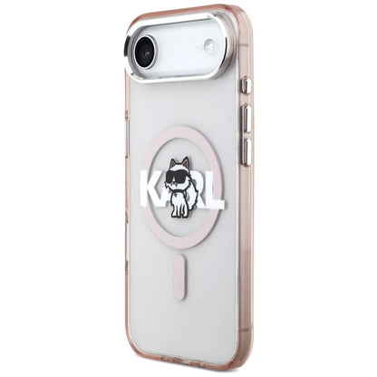 Dėklas iPhone Air (rožinis) su Karl Lagerfeld IML Choupette pieštuku ir MagSafe logotipu