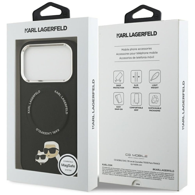 Karl Lagerfeld Karl & Choupette Smeigtukai MagSafe - Dėklas iPhone 17 Pro (juodas)
