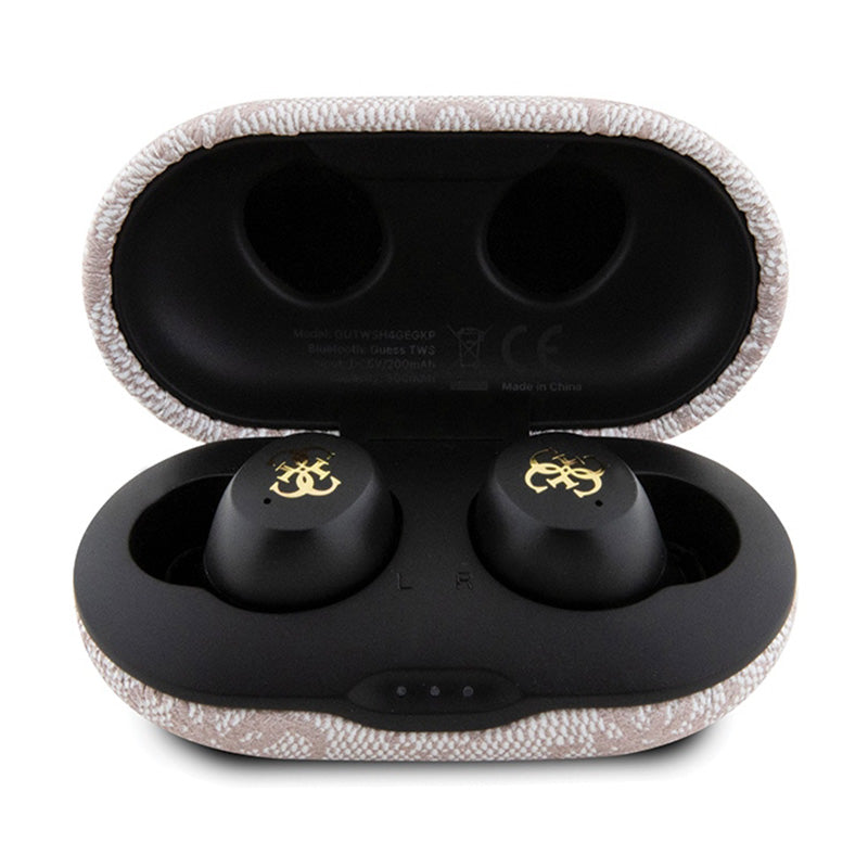 Guess 4G Metal Logo - TWS ENC Bluetooth ausinės + įkrovimo dėklas (rožinis)