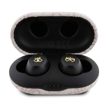 Guess 4G Metal Logo - TWS ENC Bluetooth ausinės + įkrovimo dėklas (rožinis)