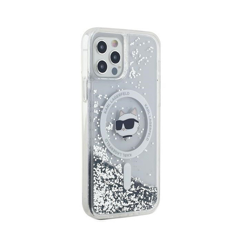 Karl Lagerfeld Liquid Glitter Choupette Head MagSafe - iPhone 12 / iPhone 12 Pro dėklas (skaidrus)
