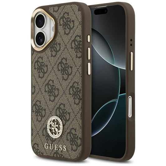 Guess 4G Strass Logotipas MagSafe - dėklas iPhone 17 (Rudos)