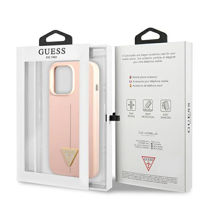 Guess Silicone Triangle Logo – dėklas iPhone 13 Pro Max (rožinis)