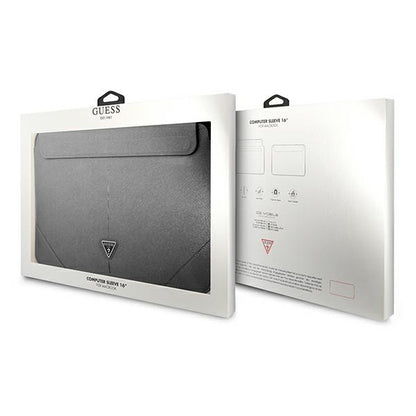 Guess Saffiano trikampio logotipo dėklas – 16 colių nešiojamojo kompiuterio dėklas (sidabrinis)