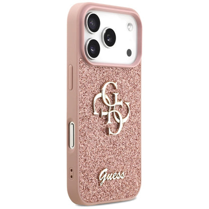 Guess Fixed Glitter Big 4G - Dėklas iPhone 17 Pro (rožinis)