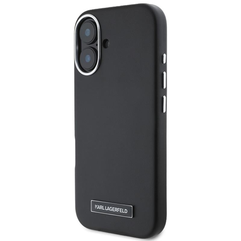 Karl Lagerfeld FW Metal Plate MagSafe – Dėklas, skirtas „iPhone 16 Plus“ (juoda)