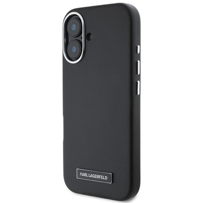Karl Lagerfeld FW Metal Plate MagSafe – Dėklas, skirtas „iPhone 16 Plus“ (juoda)