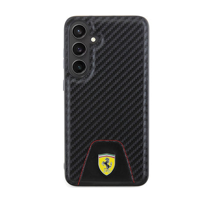 Ferrari Carbon Stitched Bottom – dėklas, skirtas „Samsung Galaxy S24+“ (juodas)