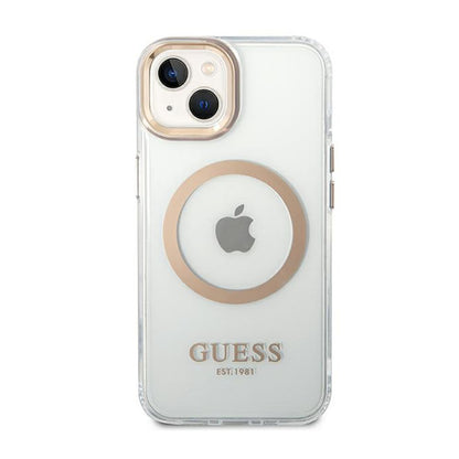 Guess Metal Outline MagSafe – "Clear" dėklas, skirtas iPhone 14 Plus