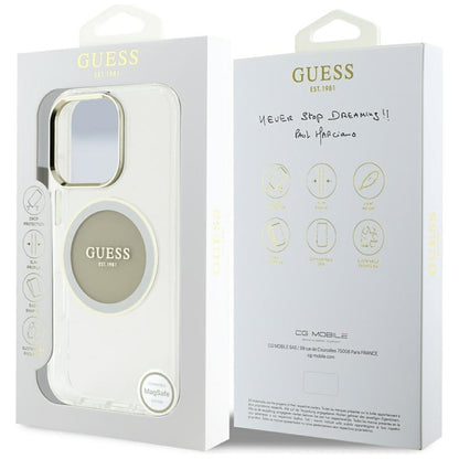 Guess IML Metallic Circle Classic Logo MagSafe – dėklas iPhone 16 Pro (pilkas)