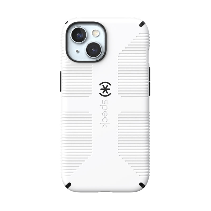 Speck Candyshell Grip MagSafe dėklas - iPhone 17e / 16e / 15 / 14 / 13 (baltas / juodas)