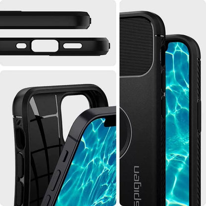 Spigen Rugged Armor – dėklas, skirtas „iPhone 12“ / „iPhone 12 Pro“ (juodas)