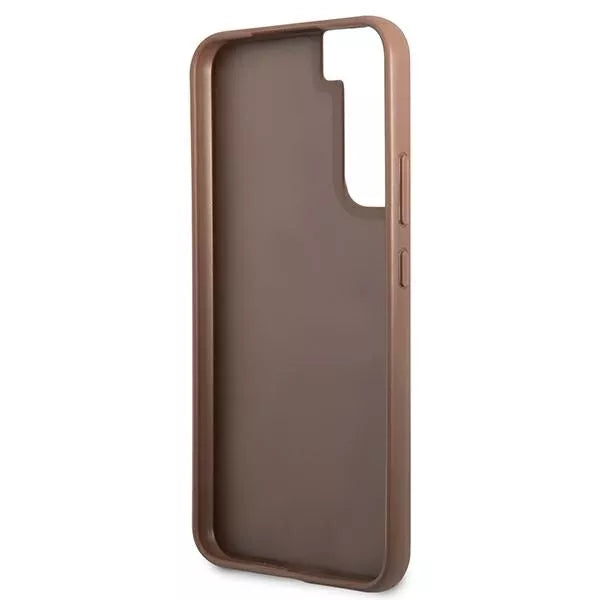 Guess 4G Metal Gold Logo - dėklas Samsung Galaxy S22 (rudas)