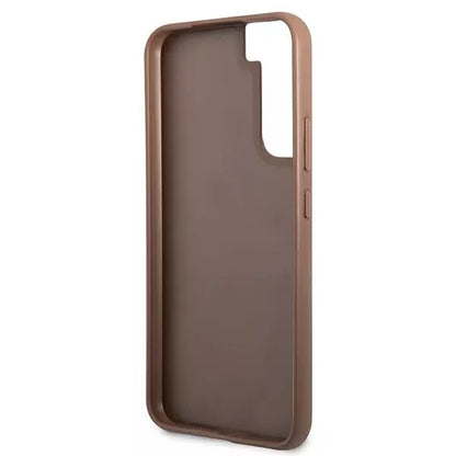 Guess 4G Metal Gold Logo - dėklas Samsung Galaxy S22 (rudas)