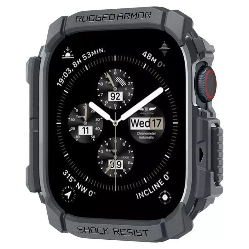 Spigen Rugged Armor - dėklas, skirtas Apple Watch 10 46 mm (tamsiai pilka)