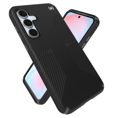 Speck Presidio2 Grip – dėklas, skirtas „Samsung Galaxy S24 FE“ (juodas / skalūno pilkas / baltas)