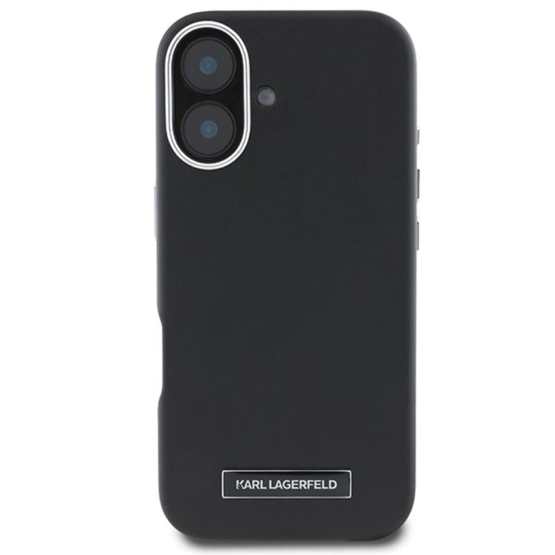 Karl Lagerfeld FW Metal Plate MagSafe – Dėklas, skirtas „iPhone 16 Plus“ (juoda)