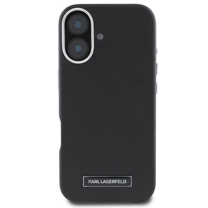Karl Lagerfeld FW Metal Plate MagSafe – Dėklas, skirtas „iPhone 16 Plus“ (juoda)