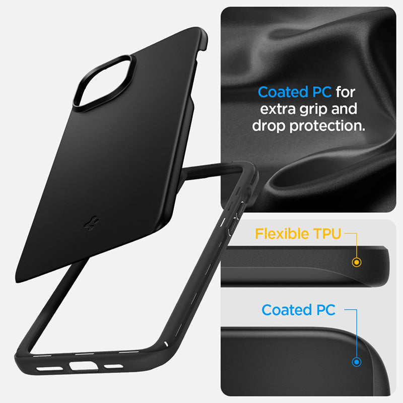 Spigen Thin Fit – dėklas, skirtas iPhone 15 (juodas)