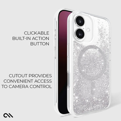 Case-Mate Waterfall MagSafe – dėklas, skirtas iPhone 16 (sidabrinis)