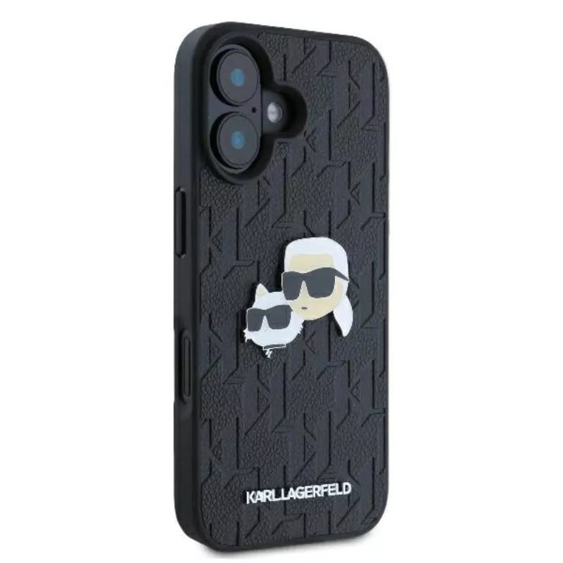 Karl Lagerfeld monograminis Karl & Choupette galvutės segtukas – dėklas, skirtas „iPhone 16 Plus“ (juodas)