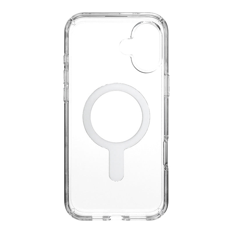 Speck Presidio Perfect-Clear ClickLock & MagSafe – dėklas iPhone 16 Plus (skaidrus / chromo apdaila / Serene Silver)
