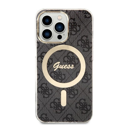 Guess Bundle Pack MagSafe 4G - dėklo ir MagSafe įkroviklio rinkinys, skirtas iPhone 13 Pro (juodas / auksinis)