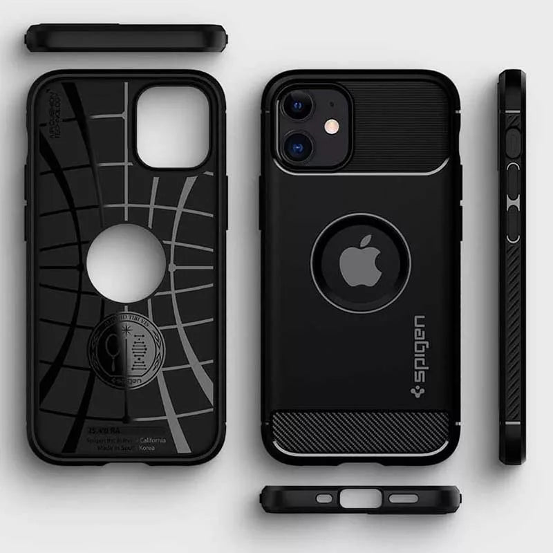Spigen Rugged Armor – dėklas, skirtas „iPhone 12“ / „iPhone 12 Pro“ (juodas)