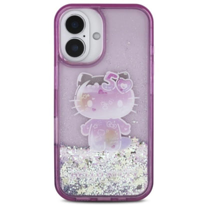 Hello Kitty skysti blizgučiai 50-ojo jubiliejaus vakarėlis – dėklas, skirtas iPhone 16 (violetinis)