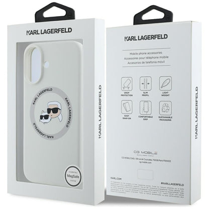 Karl Lagerfeld Silicone Double Heads And Circle MagSafe – dėklas skirtas iPhone 16 (smėlio spalvos)