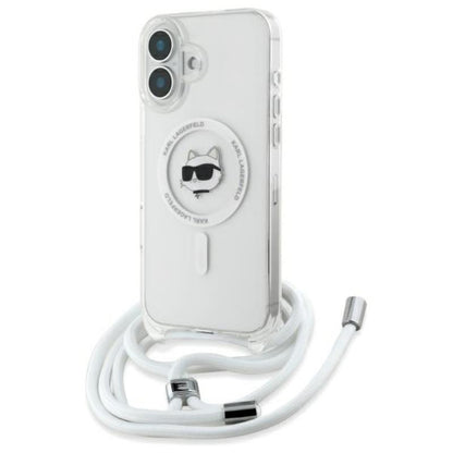 Karl Lagerfeld IML Choupette Head & Cord MagSafe – Dėklas iPhone 16 (skaidrus)
