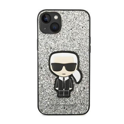 Karl Lagerfeld Glitter Flakes Ikonik – Dėklas iPhone 14 Plus (Sidabrinis)