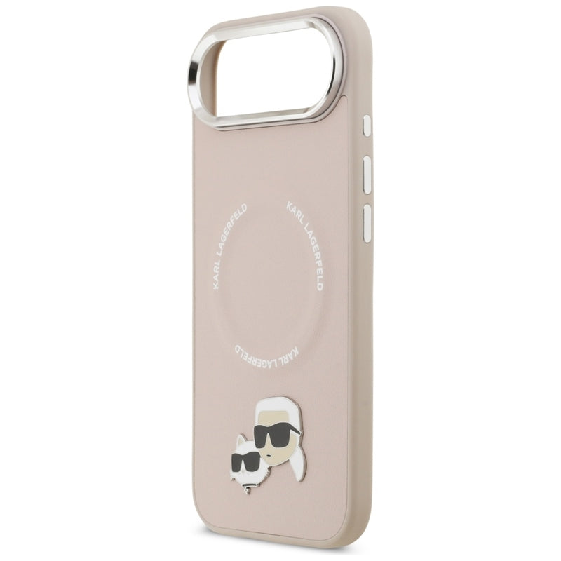Karl Lagerfeld Dėklas iPhone Air su Karl & Choupette sagėmis, MagSafe (rožinis)