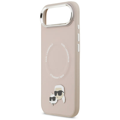 Karl Lagerfeld Dėklas iPhone Air su Karl & Choupette sagėmis, MagSafe (rožinis)