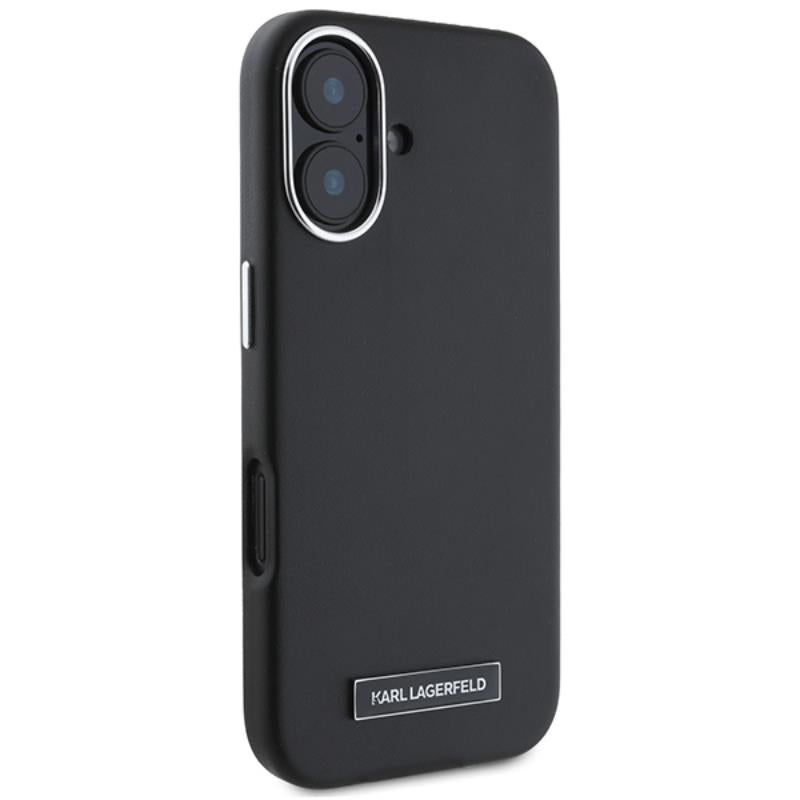 Karl Lagerfeld FW Metal Plate MagSafe – Dėklas, skirtas „iPhone 16 Plus“ (juoda)
