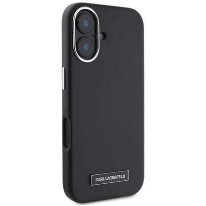 Karl Lagerfeld FW Metal Plate MagSafe – Dėklas, skirtas „iPhone 16 Plus“ (juoda)