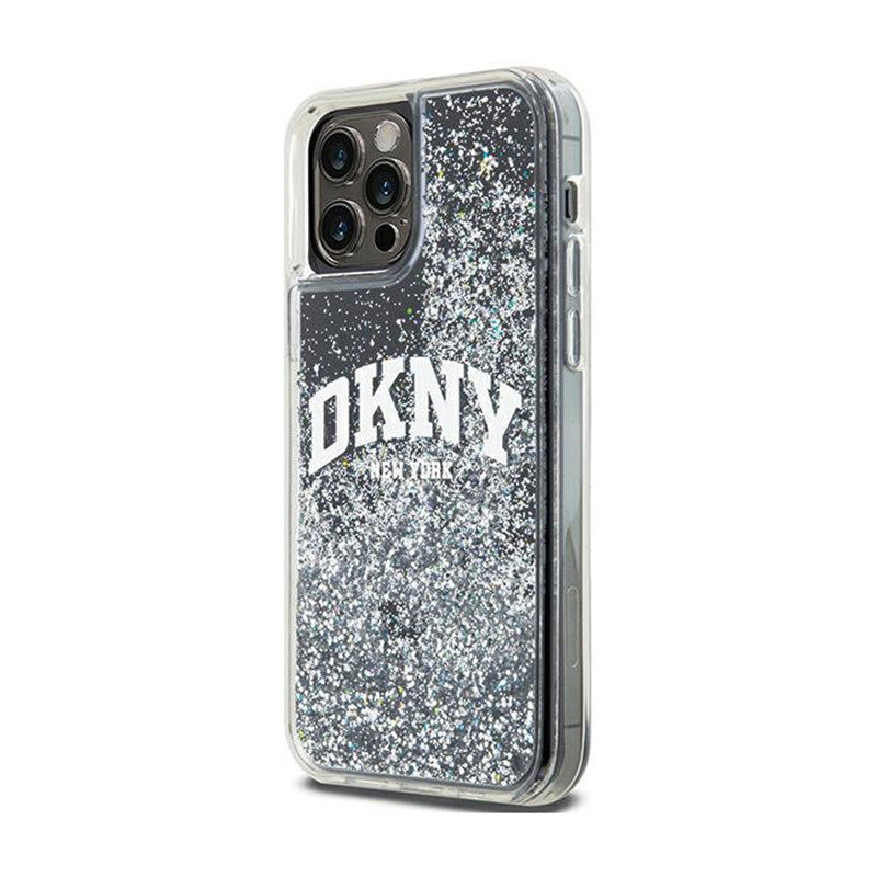 DKNY Liquid Glitter Big Logo – dėklas, skirtas iPhone 12 / iPhone 12 Pro (juodas)